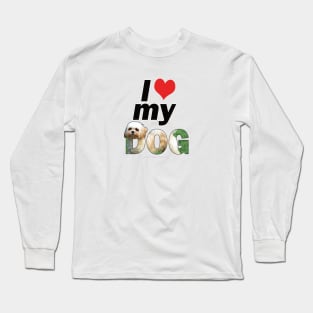 I love (heart) my dog - Cavachon oil painting word art Long Sleeve T-Shirt